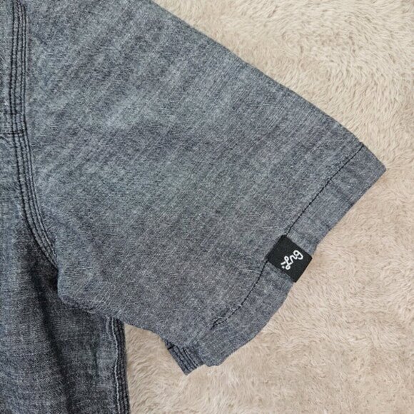 LRG Lifted Research Group Shirt Gray 100% Cotton Short Sleeve Button Mens Size L - Picture 9 of 10